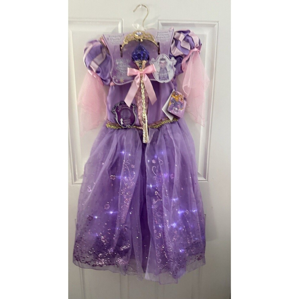Disney Store Princess Rapunzel Deluxe Light Up Costume Tiara Wand Size 5/6 FLAW - Picture 6 of 15